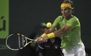 Rafael Nadal, lors de son match face à Roger Federer, le 1 avril à Miami