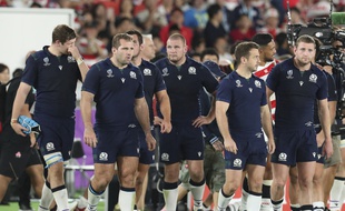 L'équipe d'Ecosse après sa défaite face au Japon lors de la Coupe du monde de rugby, le 13 octobre 2019.