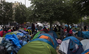 Vue du campement de migrants des jardins d'Eole, évacué il y a deux semaines, au début du mois de juin 2016.