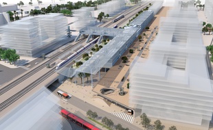 La future gare TER-TGV de Nice aéroport, au dessus d’une halte routière