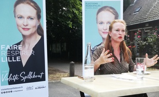 La première conférence de presse de Violette Spillebout, après son investiture par LREM pour les Municipales de à Lille.