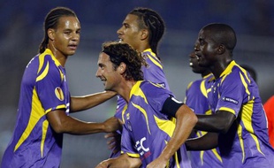 Les Toulousains entourent Panxti Sirieix, buteur contre le Partizan Belgrade en Europa Ligue, le 17 septembre 2009.