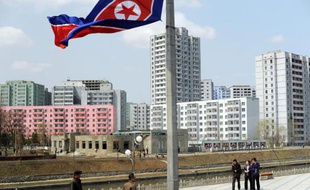 Vue du centre-ville de Pyongyang en avril 2012.