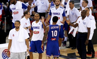 Tony Parker et Edwin Jackson sous le maillot de l'équipe de France.