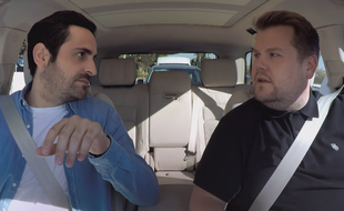 Camille Combal et James Corden dans le « Carpool Karaoke »