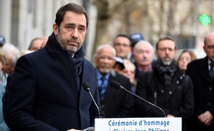 Christophe Castaner lors de l'hommage à Clarissa Jean-Philippe, le 8 janvier 2019 à Montrouge. BERTRAND GUAY / AFP.