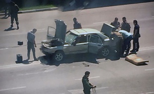 Photo de la tentative d'attentat contre des policiers à Grozny, le 20 août 2018.
