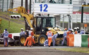 La voiture de Jules Bianchi après son accident au Japon, le 5 octobre 2014.