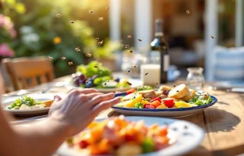 Les mouches tournent autour de vos plats dès que vous mangez dehors ? Voici une méthode simple et efficace de les éloigner