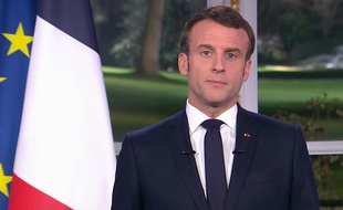 Emmanuel Macron lors de ses vœux 2020.