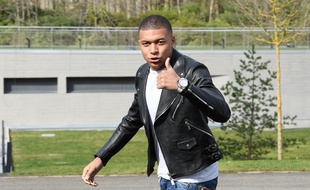 Le footballeur Kylian Mbappé au centre de Clairefontaine (Yvelines) le 18 mars 2019