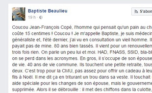 Le post d'un médecin s'en prenant à JF Copé