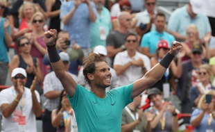 Rafael Nadal célébrant sa victoire aux Masters 1000 de Montréal le 11 août 2019