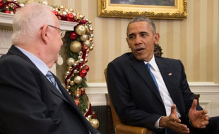 Le président américain Barack Obama et son homologue israélien Reuven Rivlin, à la Maison Blanche, à Washington, le 9 décembre 2015