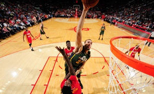 Le pivot des Jazz Rudy Gobert, le 7 janvier 2016 à Houston.