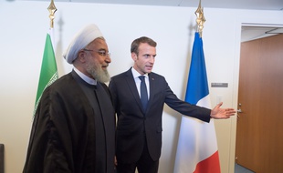 Le président Emmanuel macron et son homologue iranien Hassan Rohan, le 25 septembre 2018.