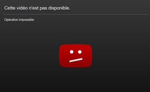 Message d'erreur de Youtube.