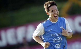Le milieu de terrain de l'équipe de France Samir Nasri à l'entraînement, le 12 juin 2012, en Ukraine.
