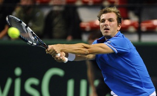 Julien Benneteau lors du match de Coupe Davis entre la France et l'Allemagne le 4 avril 2014.