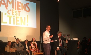 François Ruffin et Jean-Luc Mélenchon à Amiens en meeting.