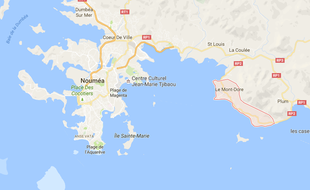 Carte situant la commune du Mont-Dore, près de Nouméa, en Nouvelle-Calédonie.
