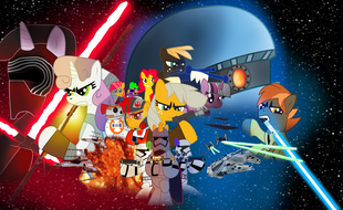 Le "cross-over" fait partie intégrante de la culture des fans de Mon Petit Poney. Ici avec Star Wars.