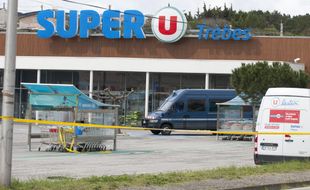 Le Super U où à eu lieu l'attentat de Trèbes.