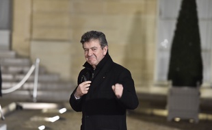 Jan-Luc Mélenchon à l'Elysée à l'occasion de la venue du dirigeant cubain Raul Castro, le 1er février 2016