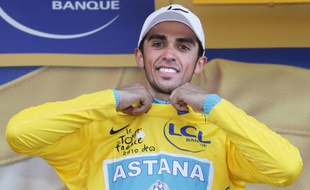 Alberto Contador, le 19 juillet 2010 à Bagnères-de-Luchon.