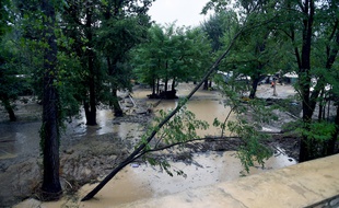 Un camping inondé dans le Gard.