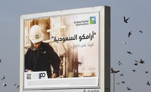 Une publicité d'Aramco à Djeddah en Arabie Saoudite le 14 novembre 2019.