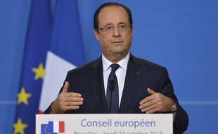 François Hollande, lors du sommet de Bruxelles, le 24 octobre 2013.