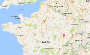 Localisation du séisme du 3 décembre 2016, près de Dole (Jura)