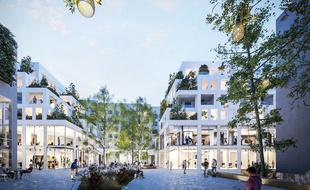 Image synthèse de la future place publique du projet Biloba Plaza.