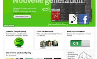 La page d'accueil du site d'écoute musicale Spotify
