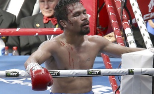 Manny Pacquiao lors de sa défaite contre Jeff Horn pour la ceinture WBO des Welters, le 23 juillet 2017.