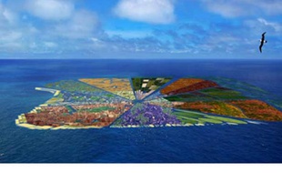 Le projet "Recycled Island" du cabinet WHIM, propose de créer une île avec les millions de tonnes de déchets plastiques