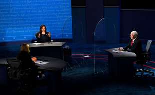 Kamala Harris et Mike Pence lors du débat le 7 octobre 2020 à Salt Lake City.