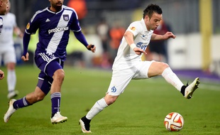 Mathieu Valbuena lors d'un match de Ligue Europa contre Anderlecht, le 19 février 2015, à Anderlecht.