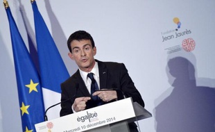 Le Premier ministre Manuel Valls lors d'un discours le 10 décembre 2014 à la Fondation Jean-Jaurès à Paris