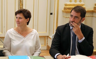 Roxana Maracineanu, nouvelle ministre des Sports, et Christophe Castaner, le 5 septembre 2018 à l'Elysée.