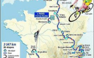 Le Tour de France cycliste 2007, parti samedi de Londres, est long de 3570 kilomètres (précisément, 3569,9 km), courus en un prologue et 20 étapes.