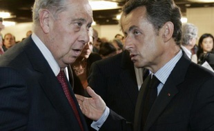 Charles Pasqua et Nicolas Sarkozy le 30 juin 2009 à Paris