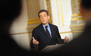 Nicolas Sarkozy à l'Elysée, à Paris, le 27 janvier 2012.