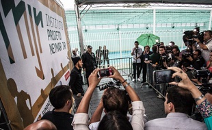 Neymar lors de l'inauguration de son institut pour les enfants défavorisés, dans l'Etat de Sao Paulo, le 23 décembre 2014.