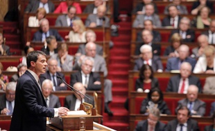 Manuel Valls lors de son discours de politique générale le 8 avril 2014 à l'Assemblée.