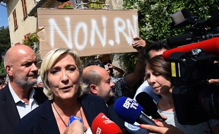 Marine Le Pen en déplacement à Châteaudouble (Var), le 12 septembre 2018.