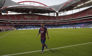 Lionel Messi lors du quart de finale de la Ligue des champions entre le Barça et le Bayern Munich, le 14 août 2020.