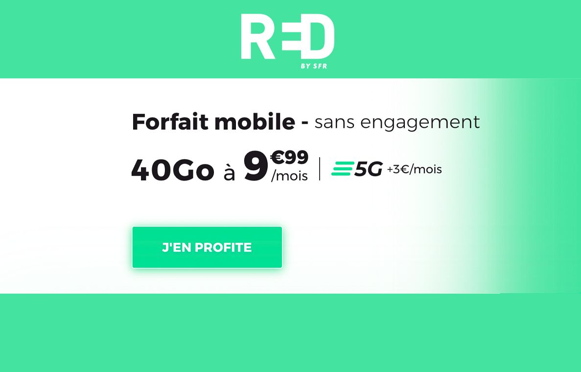 RED By SFR Le Forfait Mobile 40 Go Est Moins De 10 