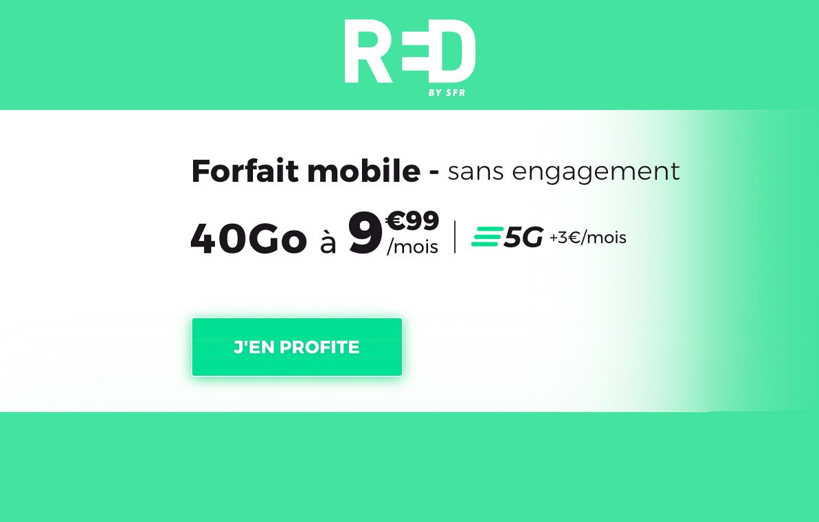 RED by SFR Le forfait mobile 40 Go est à moins de 10€